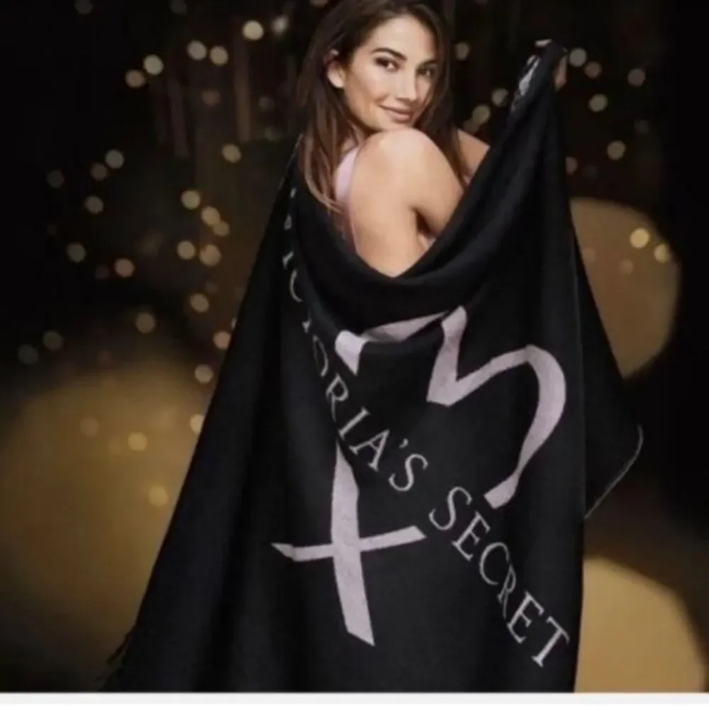 Victoria's Secret Blanket Black Heart Fringe